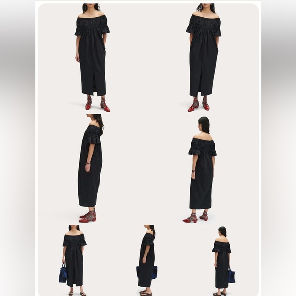 Rachel Comey black smocked Jen dress size XS new organic cotton midi - Picture 2 of 8